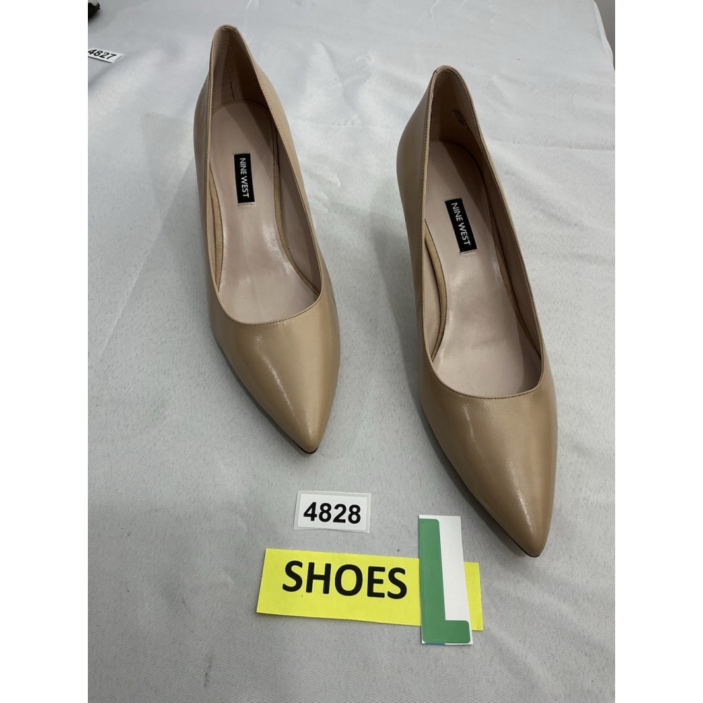 Nine West Women's Nude Pointed-Toe Leather Pumps - Picture 2 of 9